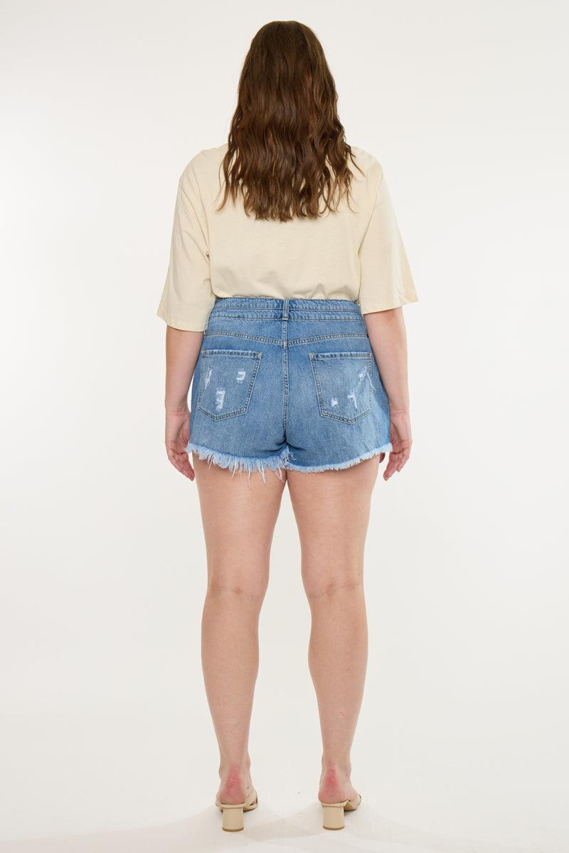 Plus Size Women's High Rise Mom Denim Shorts - Medium Wash - view 6