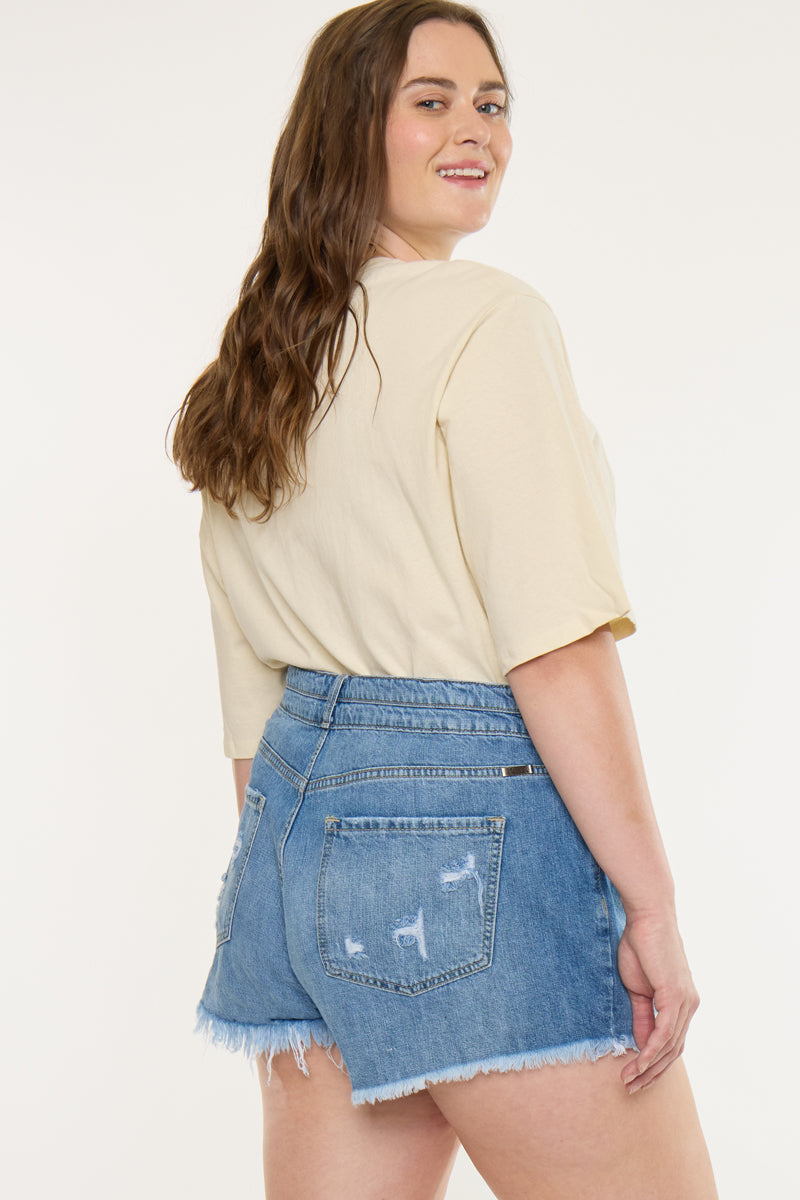 Plus Size Women's High Rise Mom Denim Shorts - Medium Wash - view 2