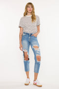 Women's High Rise Boyfriend Jeans - Medium Wash - Medium Wash