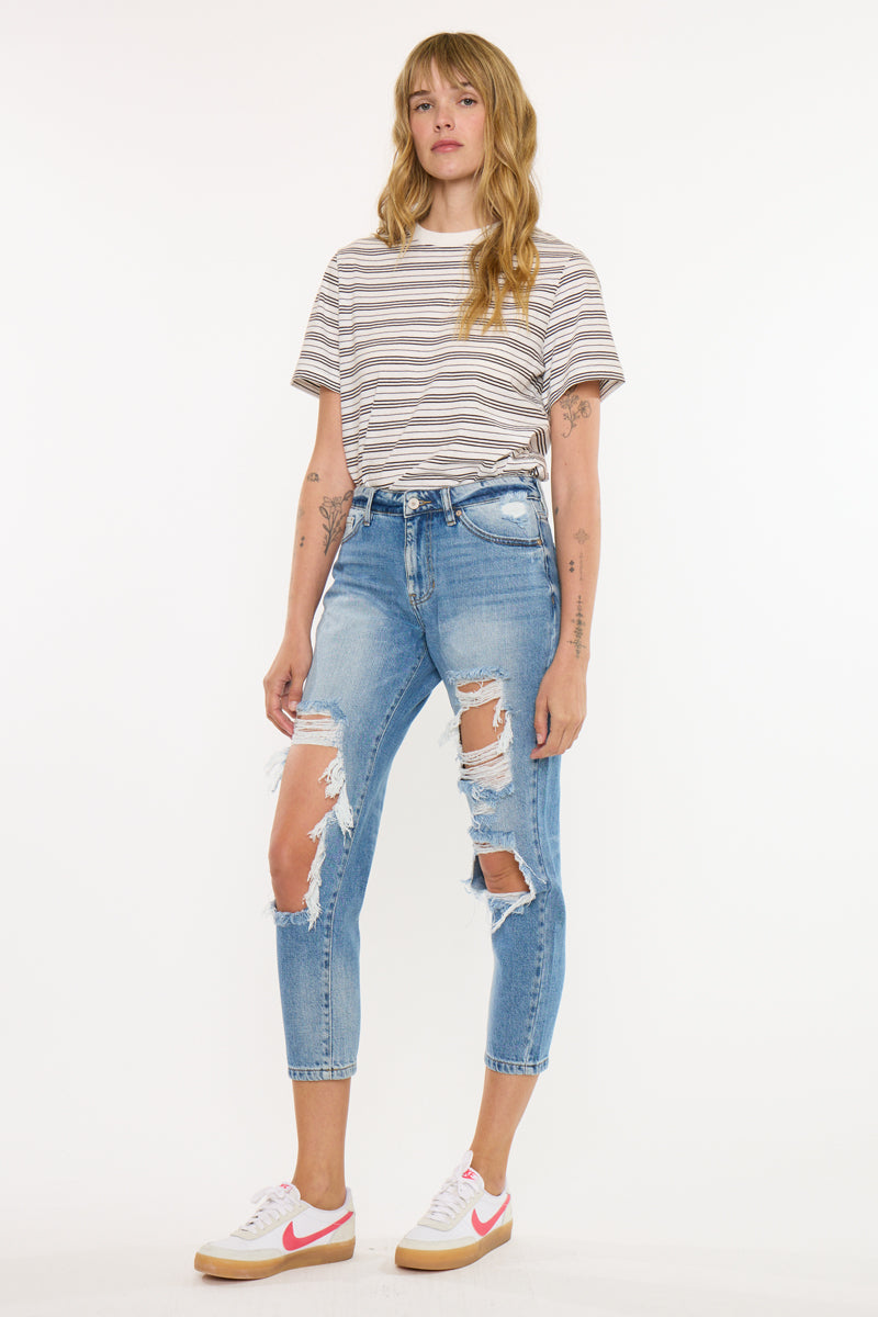 Women's High Rise Boyfriend Jeans - Medium Wash - Medium Wash - view 4