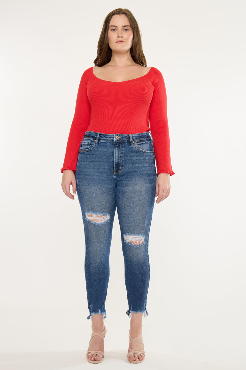 Plus Size Women's High Rise Ankle Skinny Jeans - Dark Wash - Dark Wash (Style 136) - view 5
