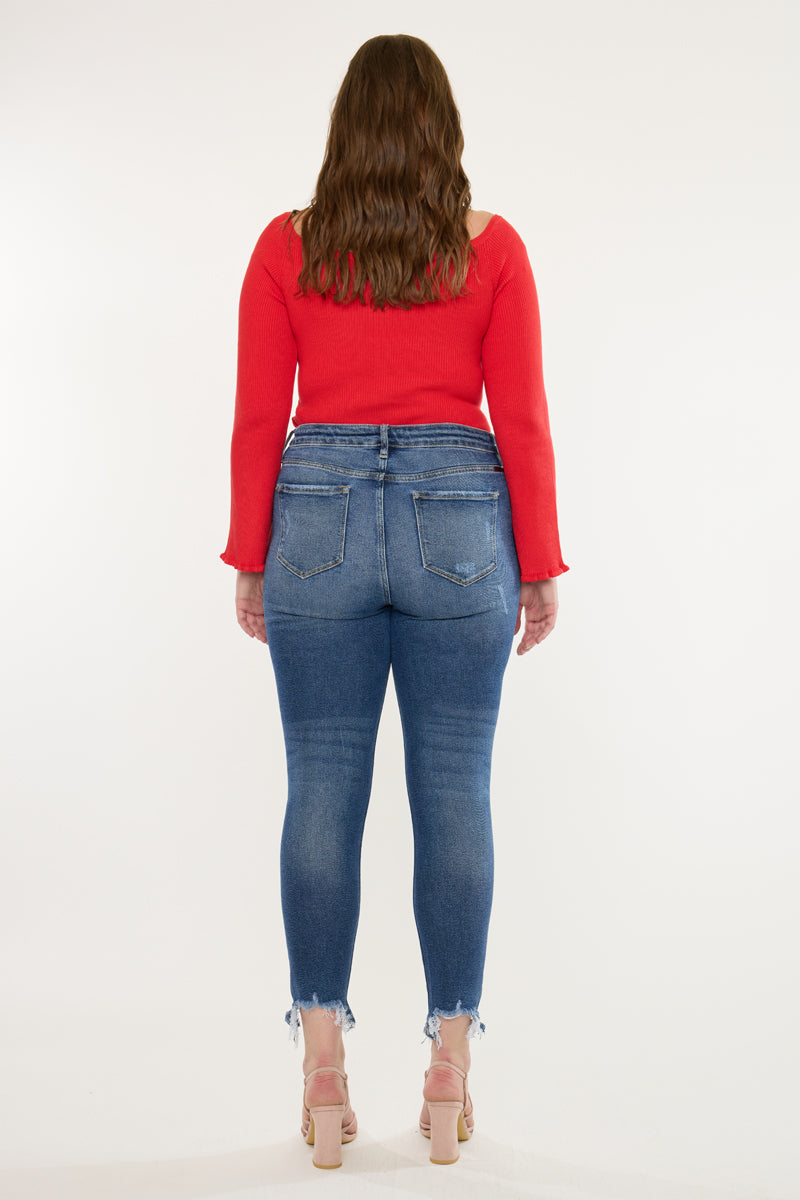 Plus Size Women's High Rise Ankle Skinny Jeans - Dark Wash - Dark Wash (Style 136) - view 6