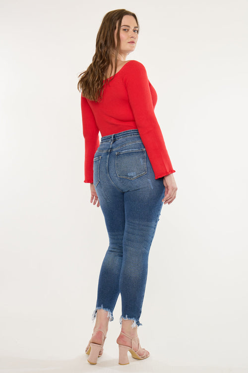 Plus Size Women's High Rise Ankle Skinny Jeans - Dark Wash - Dark Wash (Style 136) - view 2
