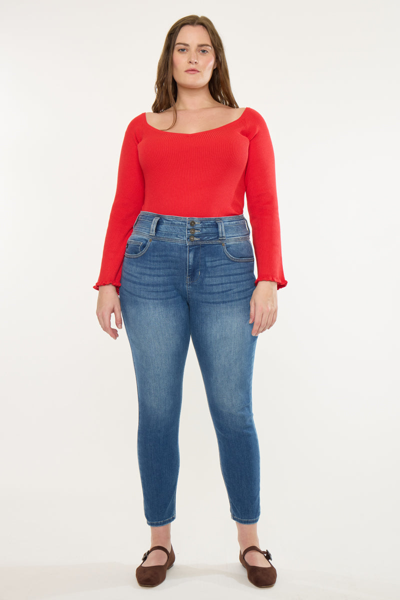 Plus Size Women's High Rise Super Skinny Jeans - Medium Wash - view 5