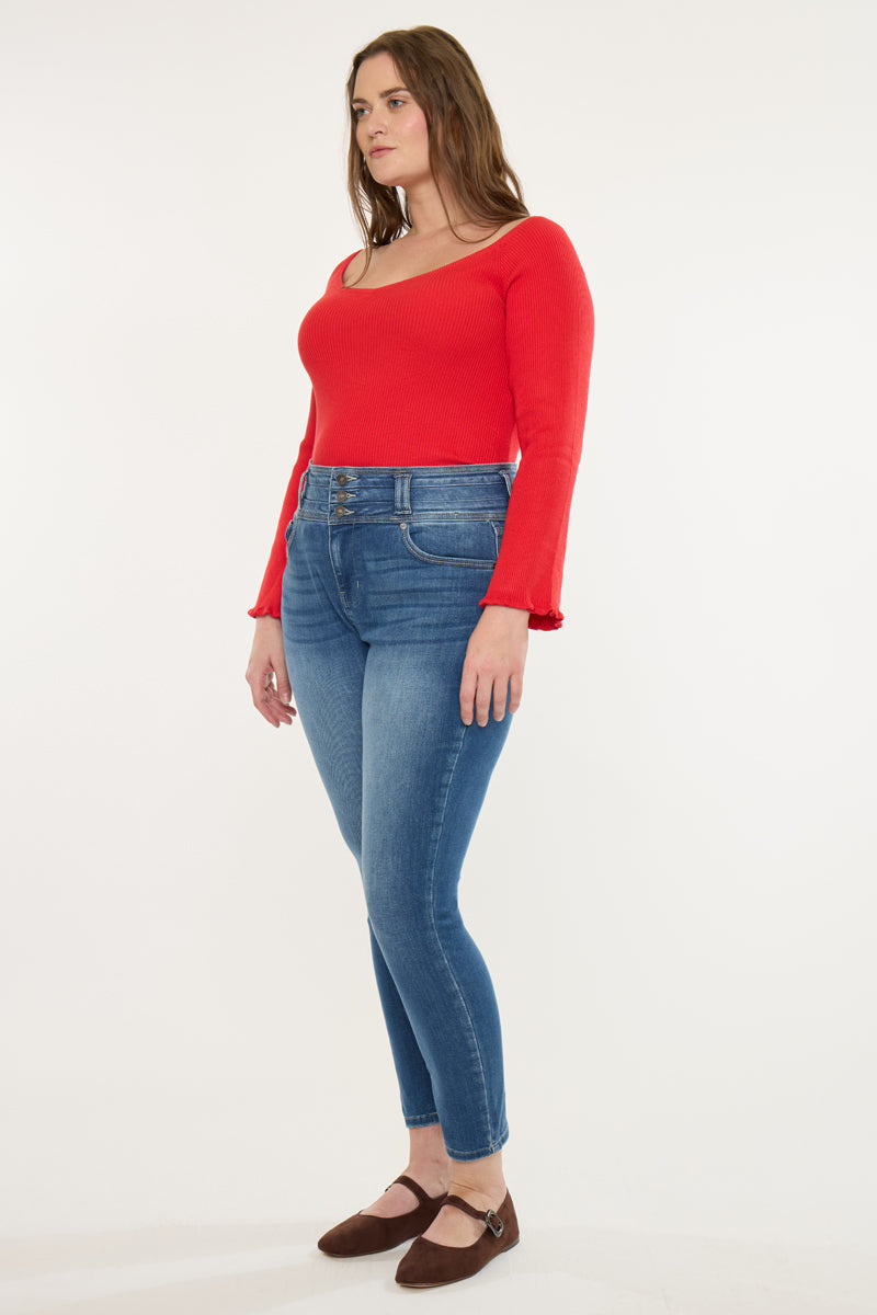 Plus Size Women's High Rise Super Skinny Jeans - Medium Wash - view 3