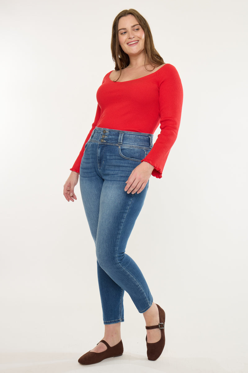 Plus Size Women's High Rise Super Skinny Jeans - Medium Wash - view 4