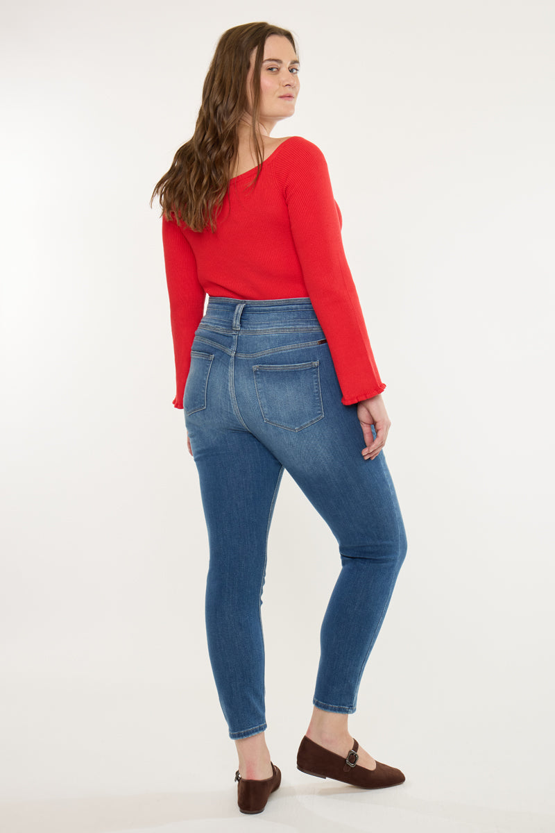 Plus Size Women's High Rise Super Skinny Jeans - Medium Wash - view 2