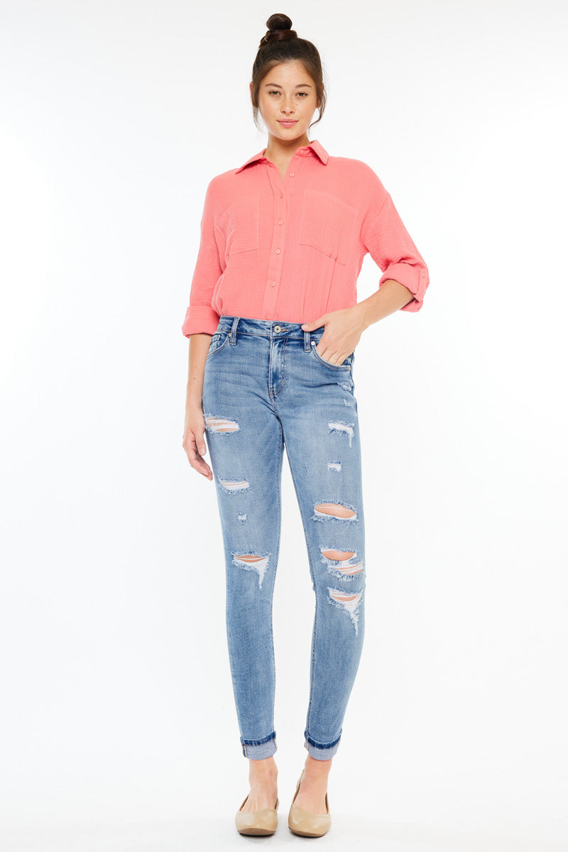 Women's High Rise Ankle Skinny Jeans - Medium Wash - view 2