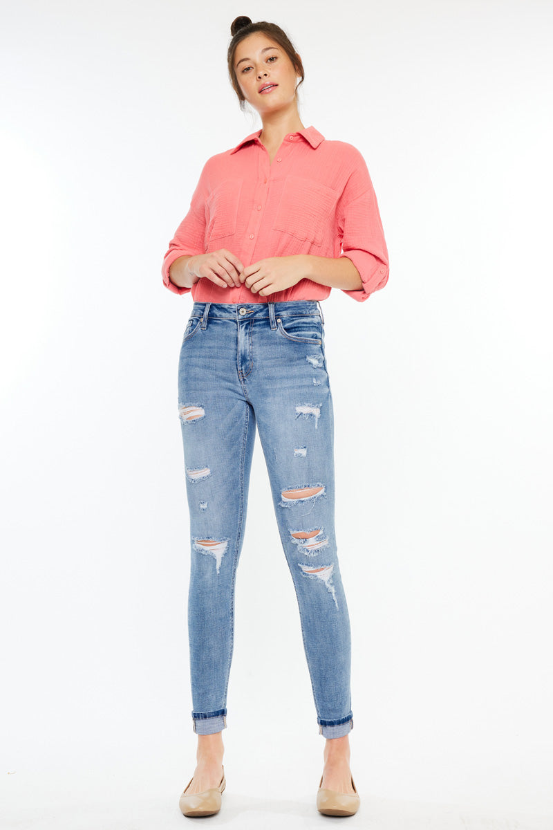 Women's High Rise Ankle Skinny Jeans - Medium Wash - view 3