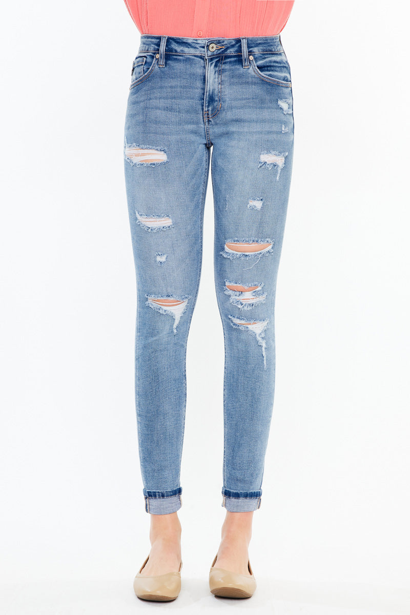 Women's High Rise Ankle Skinny Jeans - Medium Wash - view 6
