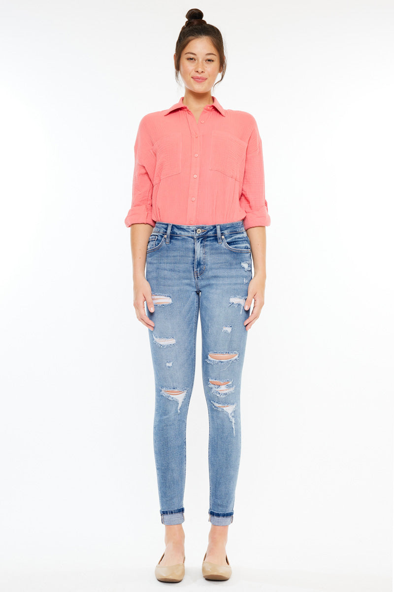 Women's High Rise Ankle Skinny Jeans - Medium Wash - view 4