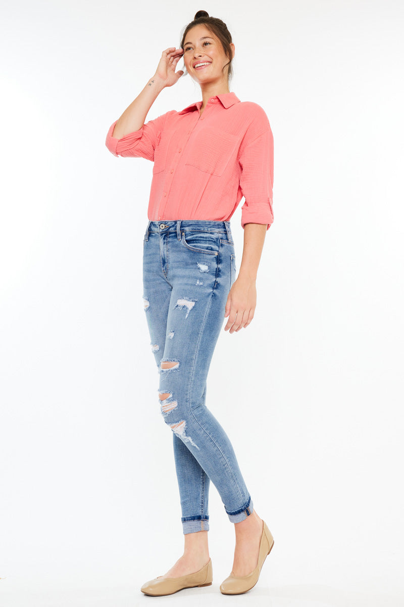 Women's High Rise Ankle Skinny Jeans - Medium Wash - view 8