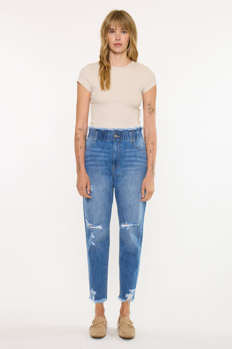 Women's Ultra High Rise Paperbag Mom Jeans - Medium Wash - view 5