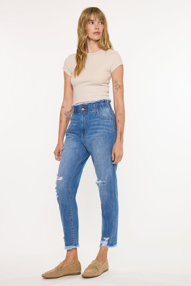 Women's Ultra High Rise Paperbag Mom Jeans - Medium Wash - view 3