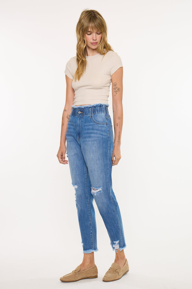 Women's Ultra High Rise Paperbag Mom Jeans - Medium Wash - view 4