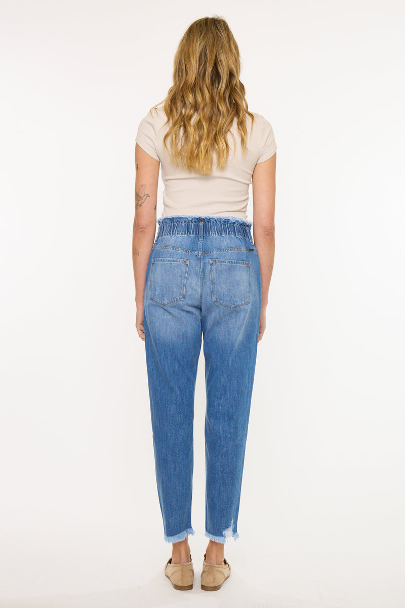 Women's Ultra High Rise Paperbag Mom Jeans - Medium Wash - view 6