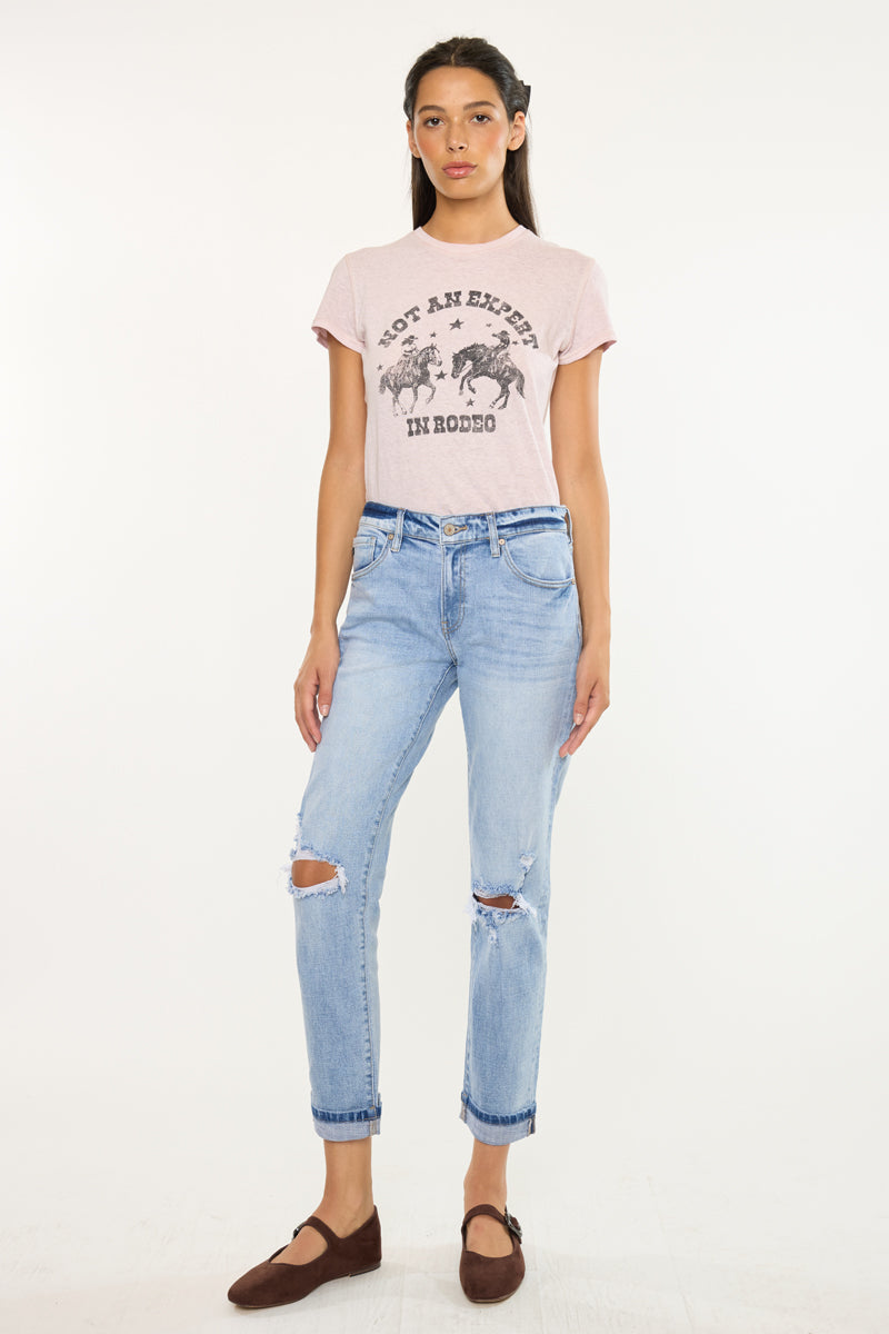 Women's High Rise Boyfriend Jeans - Light Wash