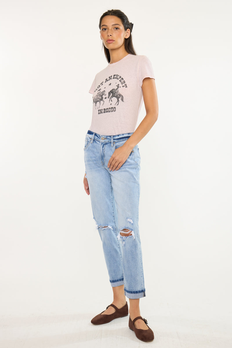 Women's High Rise Boyfriend Jeans - Light Wash - view 3