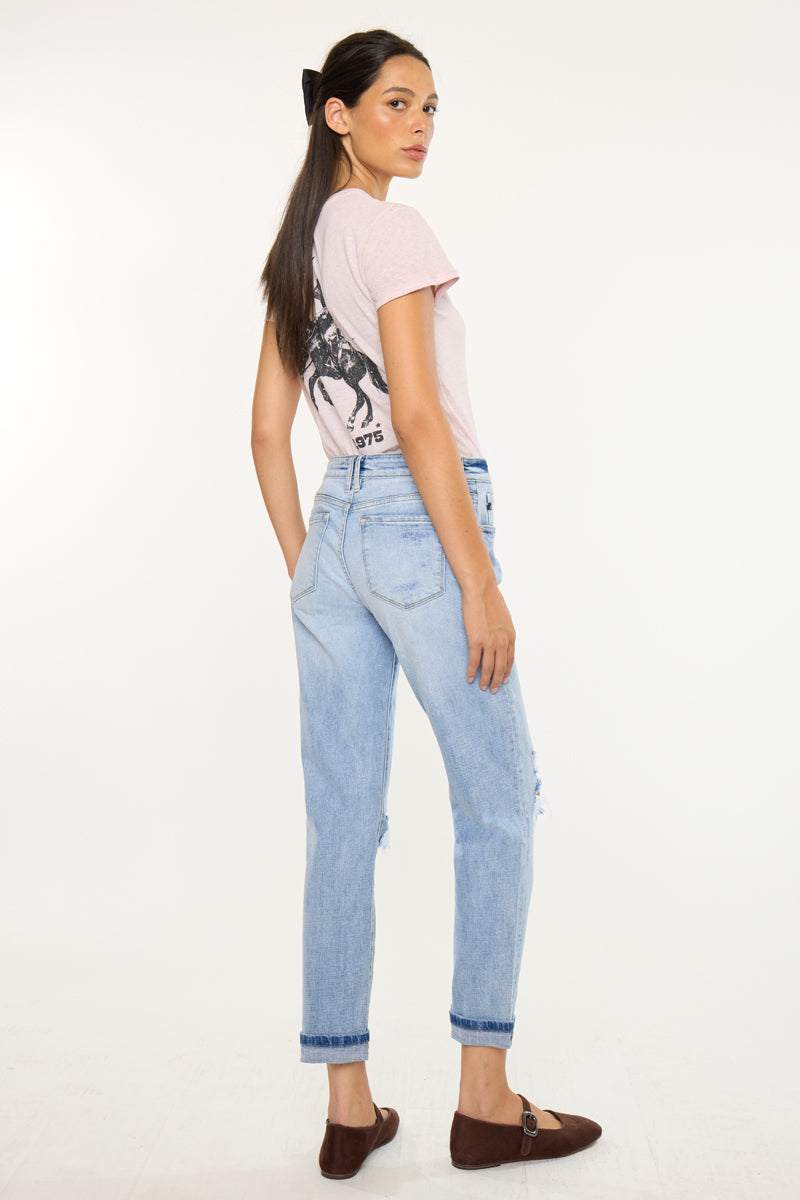 Women's High Rise Boyfriend Jeans - Light Wash - view 2