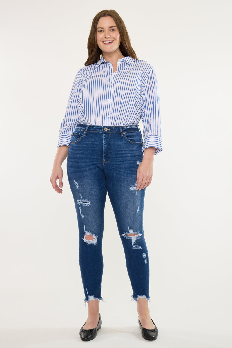Plus Size Women's High Rise Ankle Skinny Jeans - Dark Wash - Dark Wash - view 5