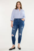Plus Size Women's High Rise Ankle Skinny Jeans - Dark Wash - Dark Wash