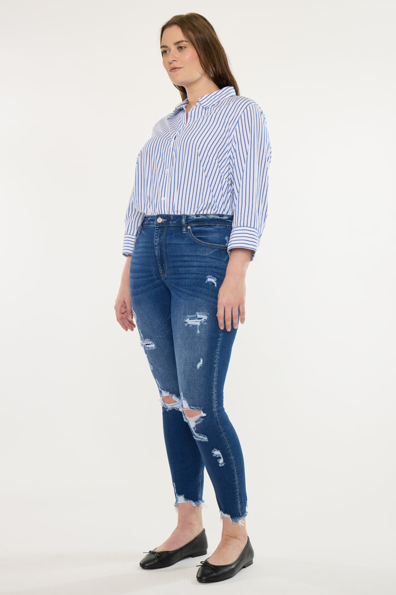 Plus Size Women's High Rise Ankle Skinny Jeans - Dark Wash - Dark Wash - view 4