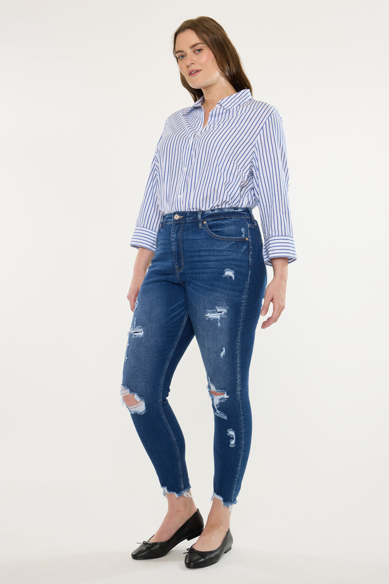 Plus Size Women's High Rise Ankle Skinny Jeans - Dark Wash - Dark Wash - view 3