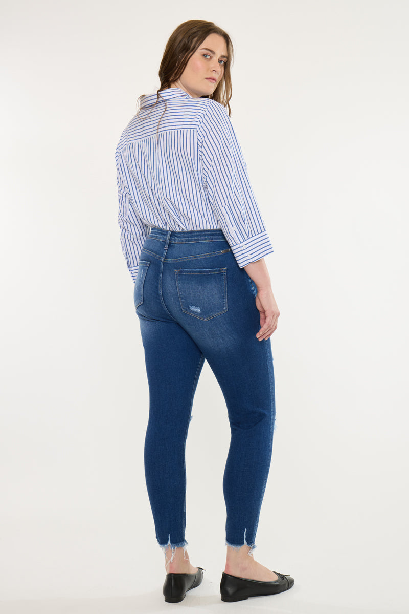 Plus Size Women's High Rise Ankle Skinny Jeans - Dark Wash - Dark Wash - view 2