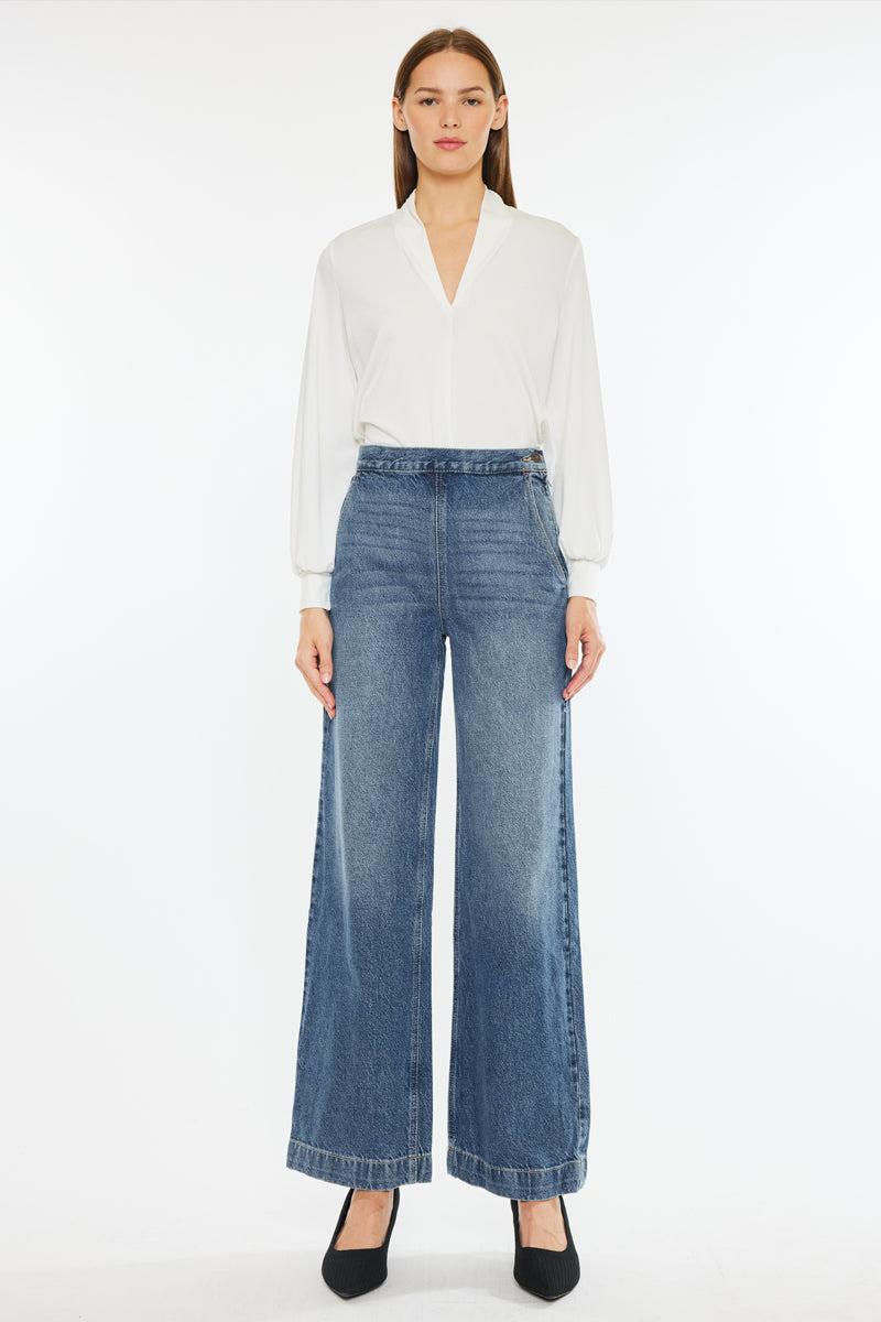 Women's Ultra High Rise Wide Leg Jeans - Medium Wash