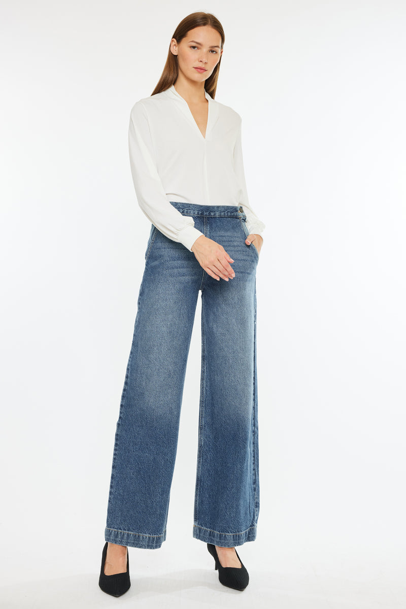 Women's Ultra High Rise Wide Leg Jeans - Medium Wash - view 5