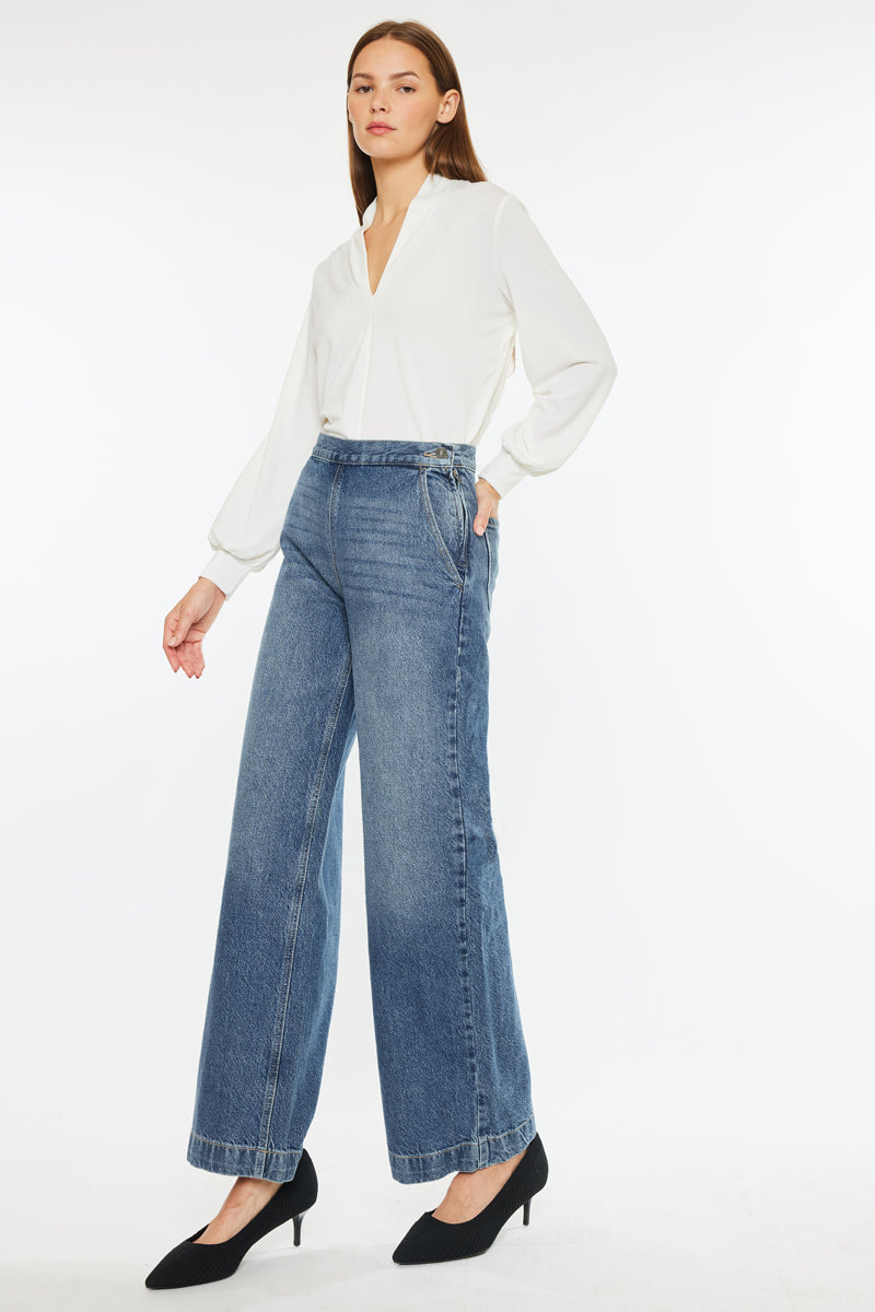Women's Ultra High Rise Wide Leg Jeans - Medium Wash - view 4