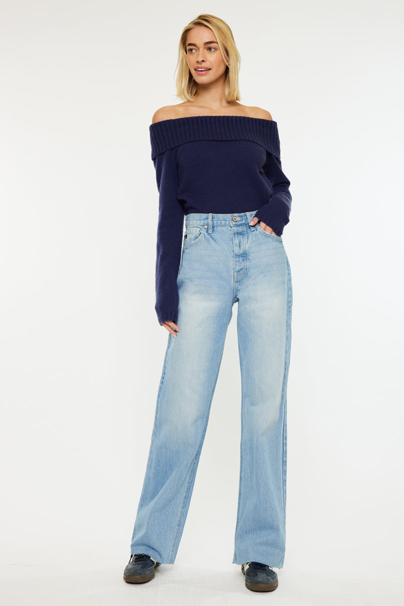 Women's High Rise 90s Flare Jeans - Light Wash - view 3