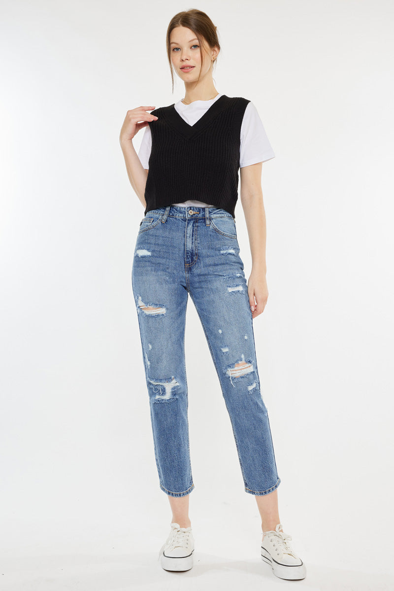 Women's Ultra High Rise Straight Jeans - Medium Wash