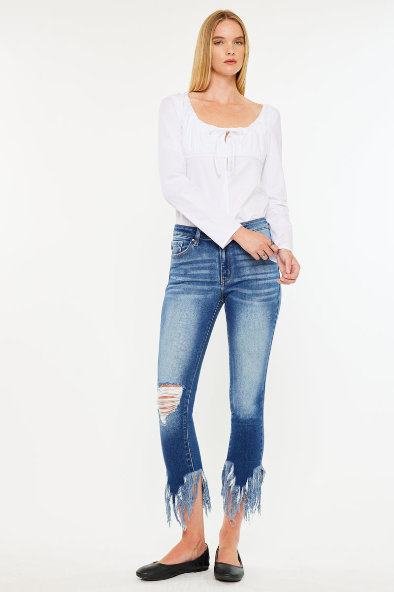 Women's Mid Rise Ankle Skinny Jeans - Dark Wash - view 3