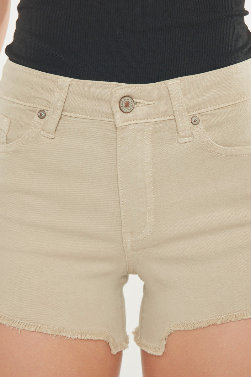 Women's High Rise Denim Shorts - Taupe - view 6