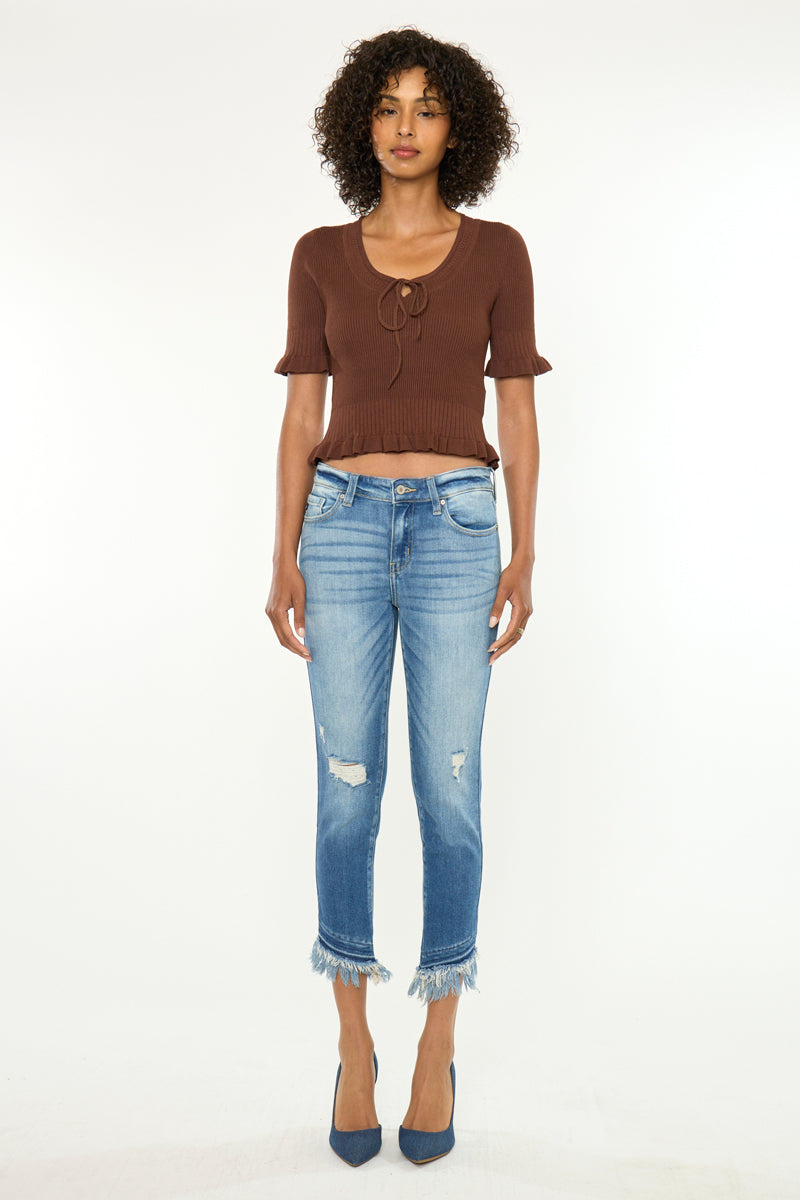 Women's Mid Rise Ankle Skinny Jeans - Medium Wash - Medium Wash (Style 141) - view 5