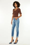 Women's Mid Rise Ankle Skinny Jeans - Medium Wash - Medium Wash (Style 141)