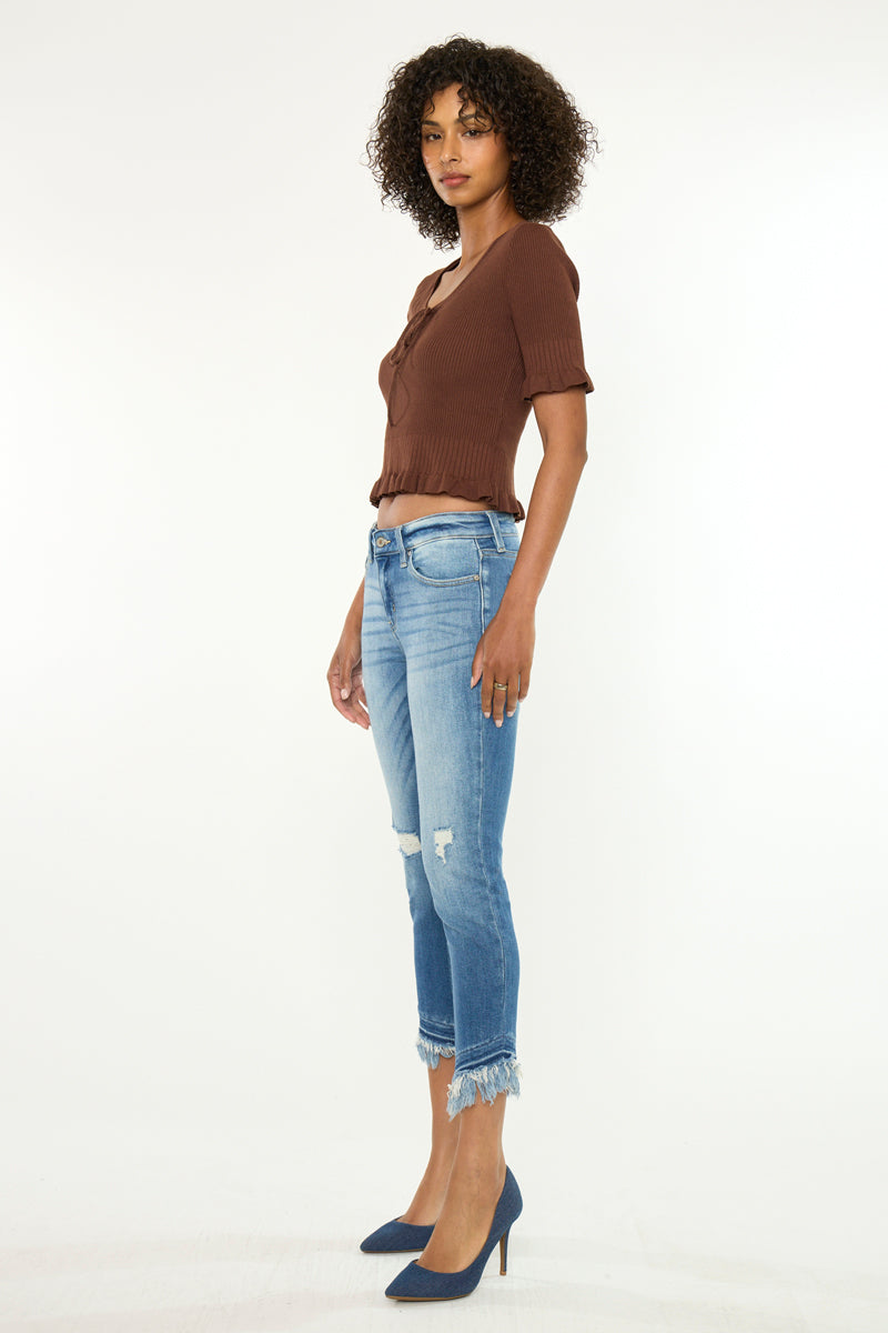 Women's Mid Rise Ankle Skinny Jeans - Medium Wash - Medium Wash (Style 141) - view 3