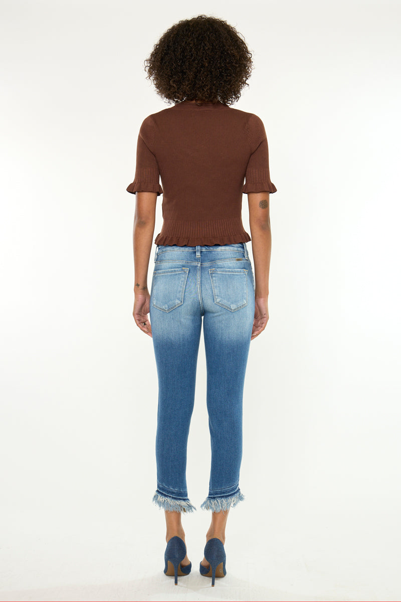 Women's Mid Rise Ankle Skinny Jeans - Medium Wash - Medium Wash (Style 141) - view 6