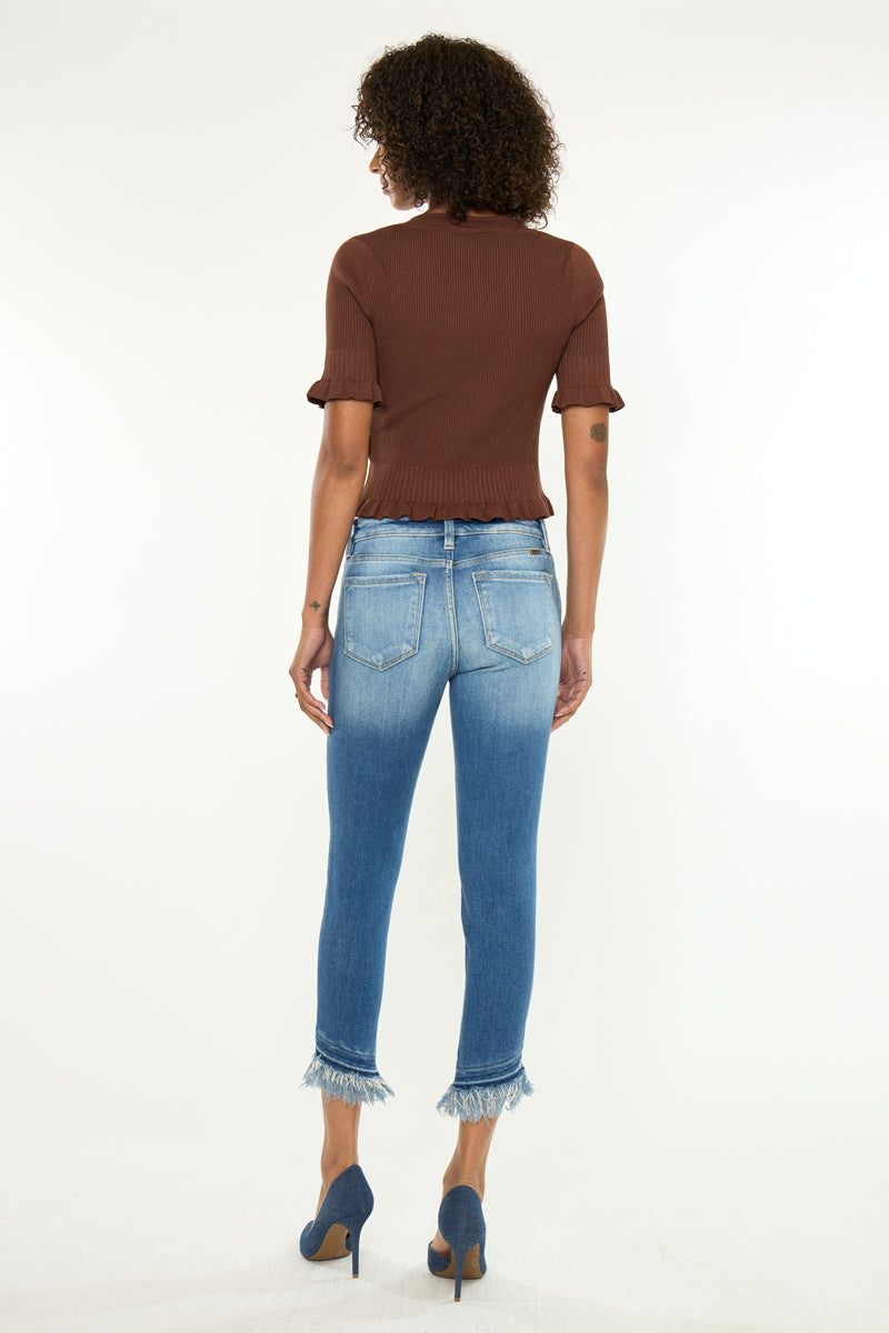Women's Mid Rise Ankle Skinny Jeans - Medium Wash - Medium Wash (Style 141) - view 4