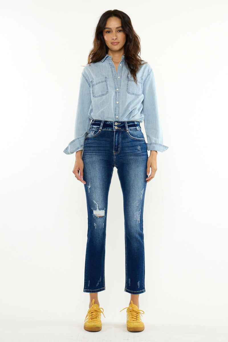 Women's High Rise Straight Jeans - Dark Wash - view 5