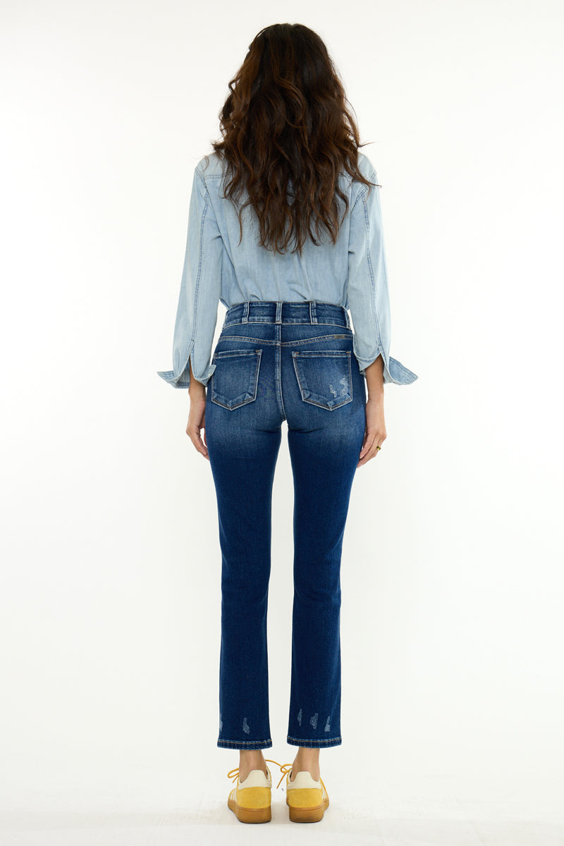 Women's High Rise Straight Jeans - Dark Wash - view 6