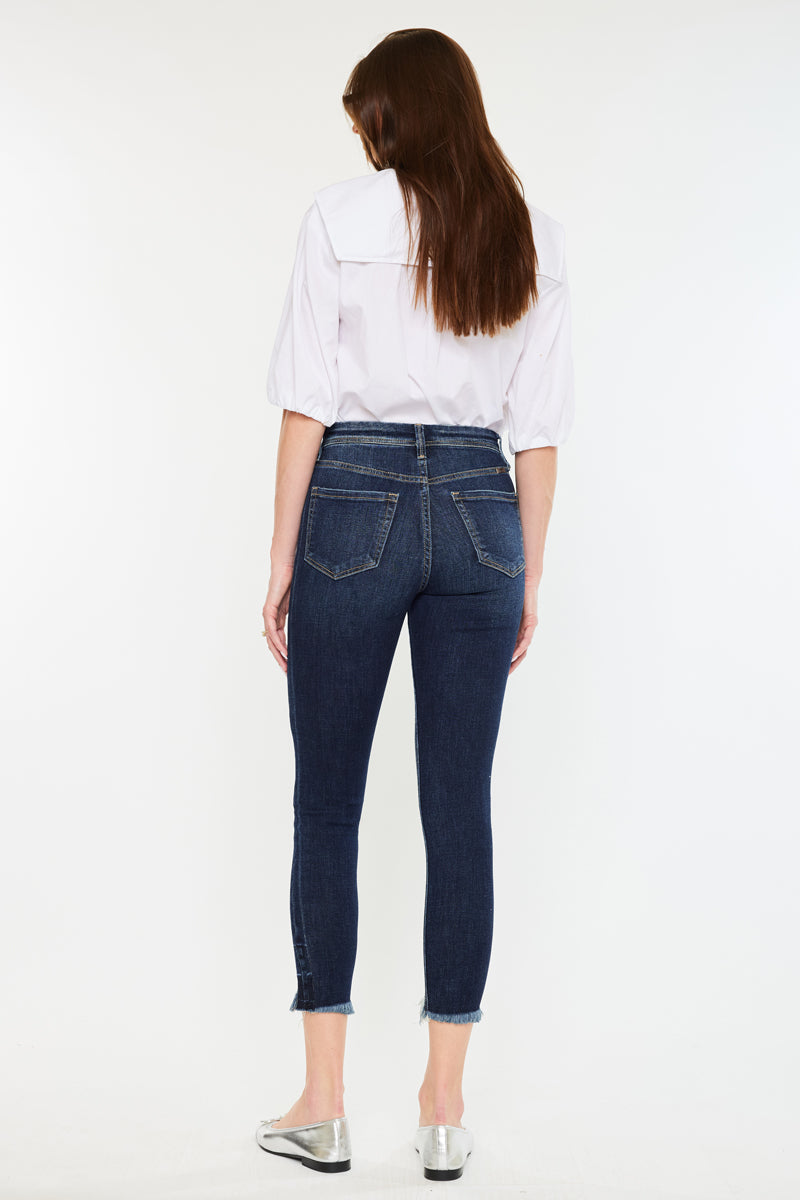 Women's High Rise Ankle Skinny Jeans - Dark Wash / Medium Wash