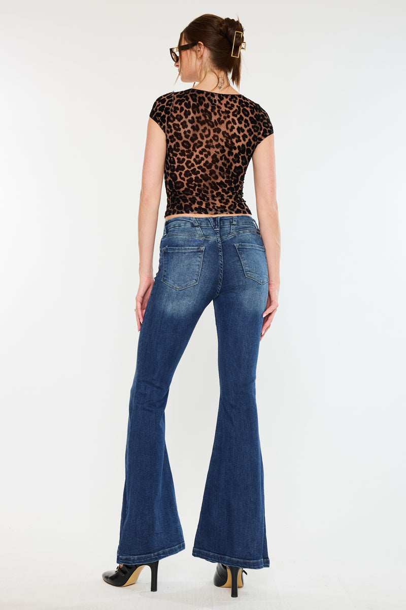 Women's High Rise Super Flare Jeans - Dark Wash / Medium Wash - view 2