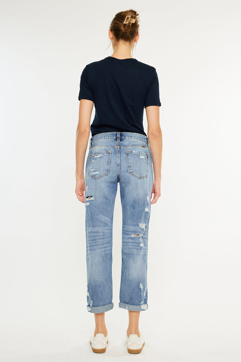 Women's Mid Rise Boyfriend Jeans - Medium Wash - view 6
