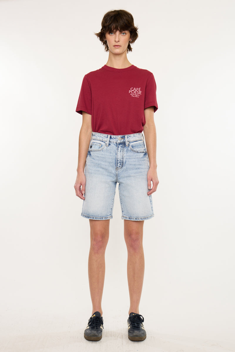 Women's High Rise Bermuda Denim Shorts - Light Wash - view 6