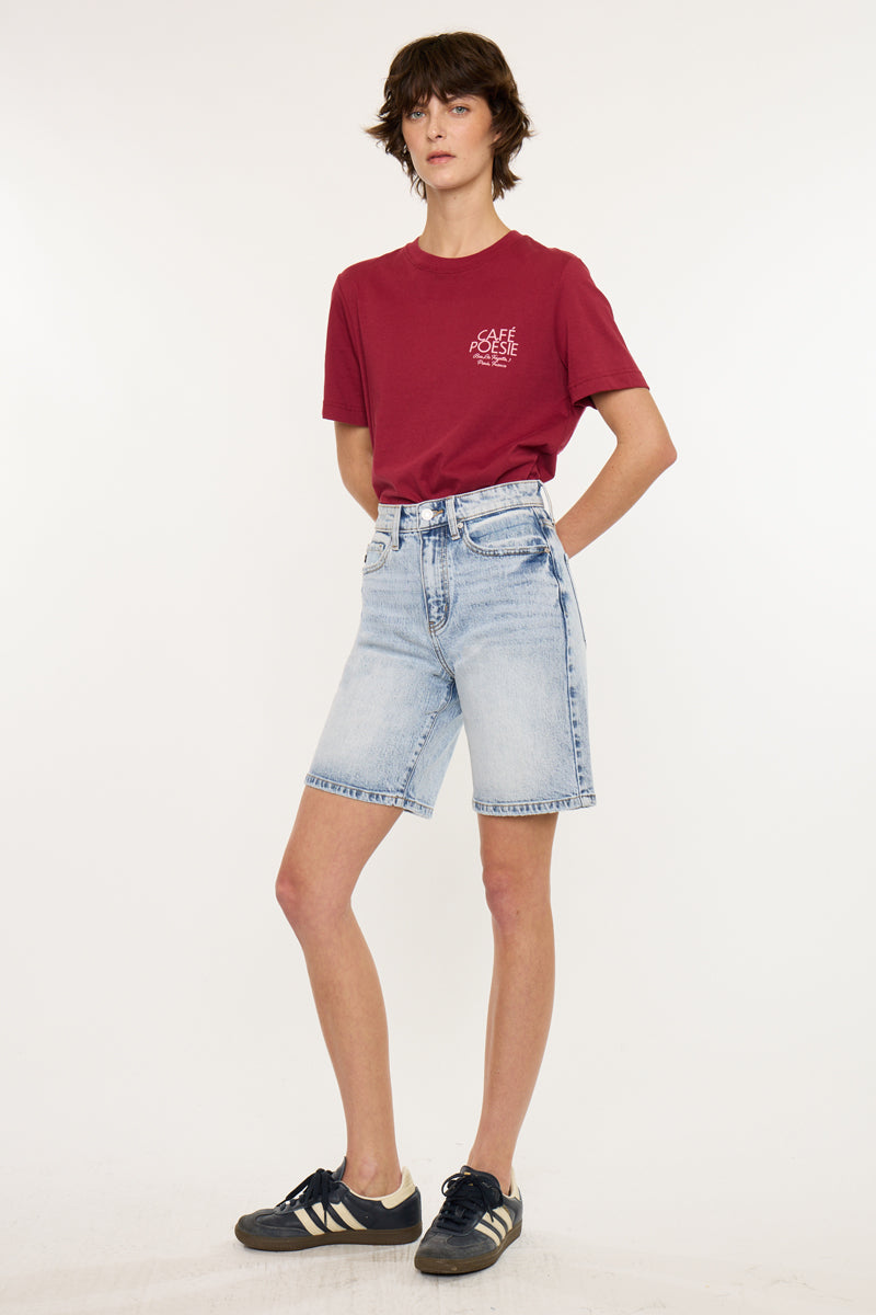 Women's High Rise Bermuda Denim Shorts - Light Wash - view 4