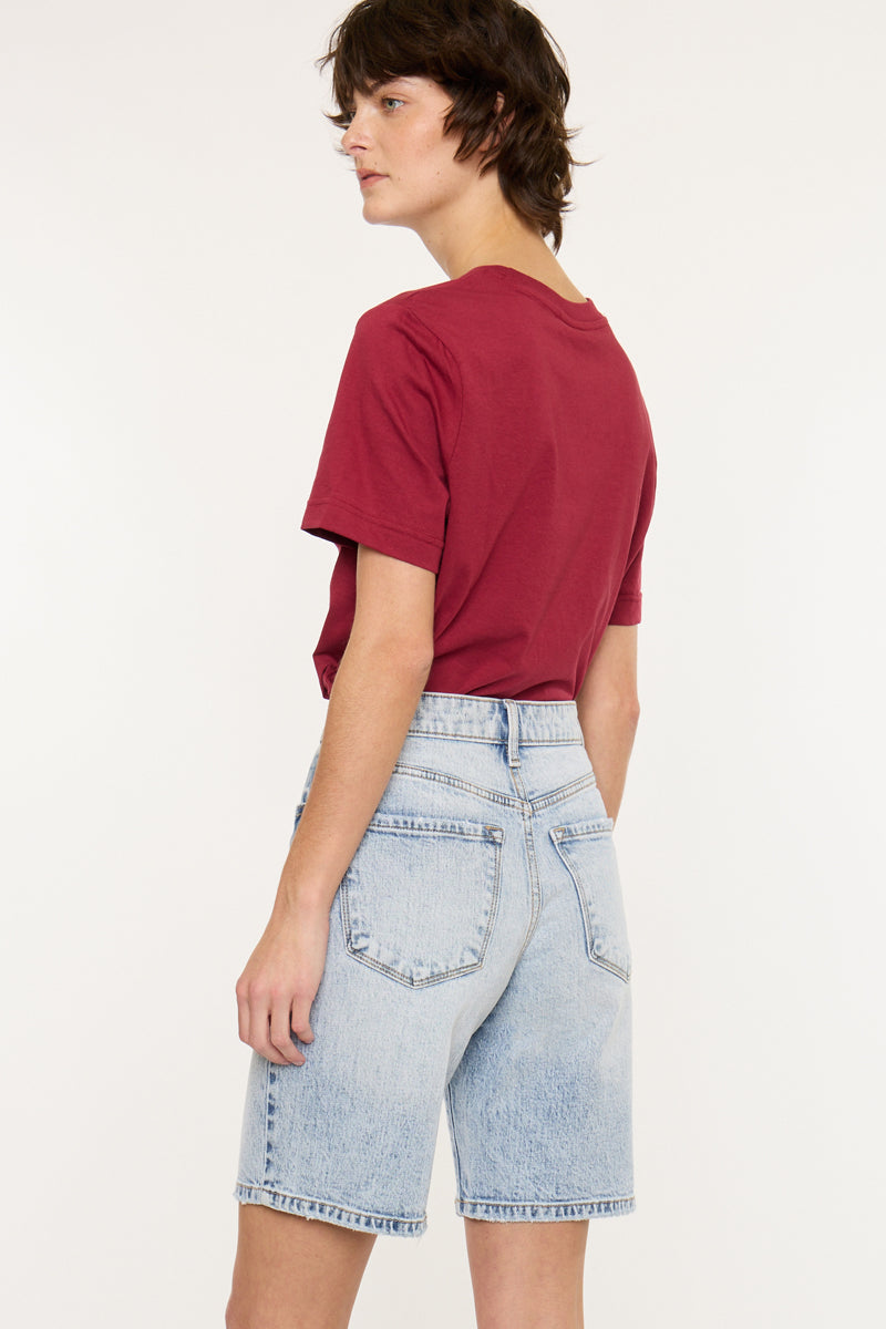 Women's High Rise Bermuda Denim Shorts - Light Wash - view 2