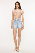 Women's Ultra High Rise Cargo Denim Shorts - Light Wash