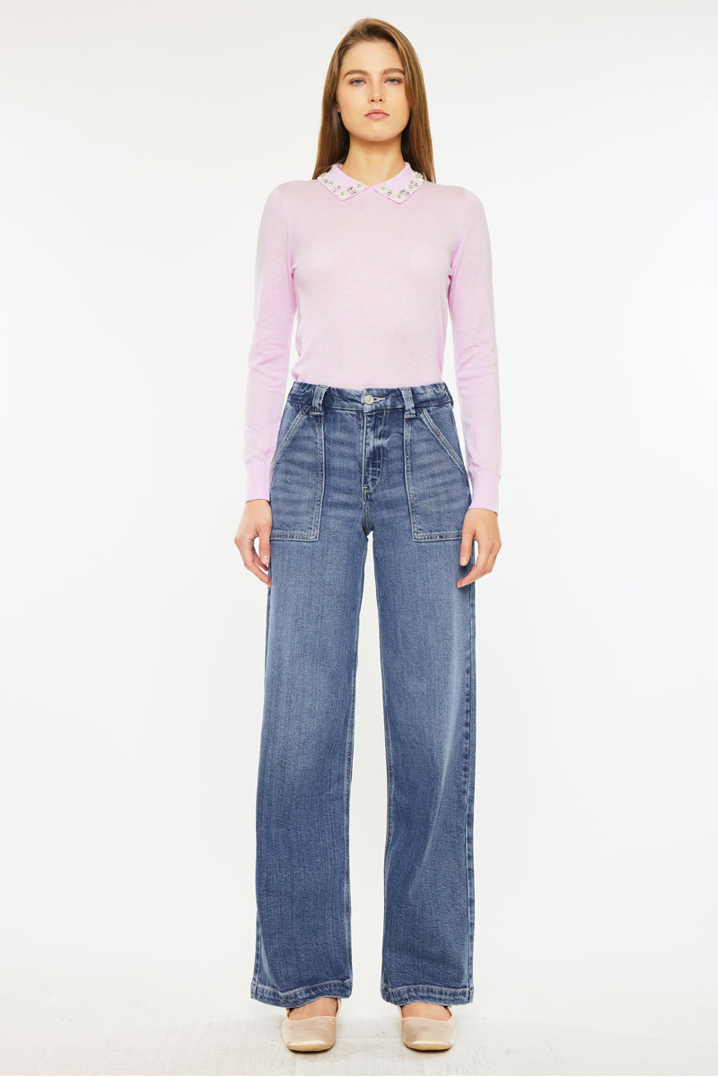 Women's High Rise Wide Leg Jeans - view 4